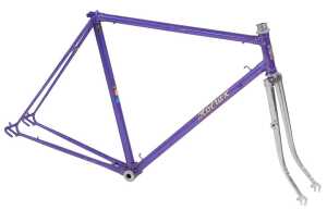 A Rotrax Cycles bicycle frame and fork set, constructed with Reynolds 531 tubes, a Rotrax Cycles...