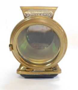 A Joseph Lucas Ltd Birmingham Silver King brass cased bicycle lamp, with two faceted glass inset... - 4