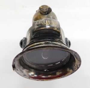 A Miller Bola carbide/acetylene bicycle lamp, each side inset with a faceted red and green glass... - 3