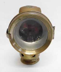 A Powell and Hanmer Ltd Birmingham brass finish carbide/acetylene bicycle lamp, each side inset... - 3
