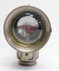 A Lucas Galcia Major carbide/acetylene bicycle lamp, set with faceted red and green glass... - 3