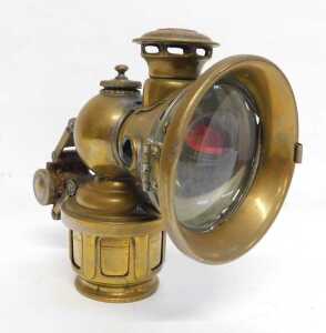 A Joseph Lucas Ltd Birmingham 260E Colonia brass effect carbide/acetylene bicycle lamp, inset... - 4