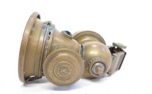 A Joseph Lucas Ltd Birmingham 260E Colonia brass effect carbide/acetylene bicycle lamp, inset... - 5