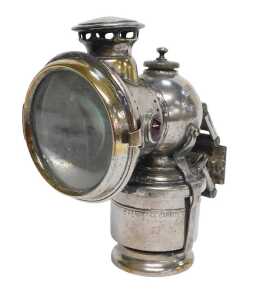 A Joseph Lucas Ltd Birmingham Acetyphote No 517 carbide/acetylene bicycle lamp, with part brass...