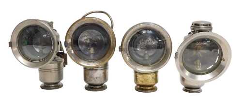 Four Powell and Hanmer Ltd Birmingham Panther carbide/acetylene bicycle lamps, two with part...