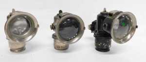 Three Joseph Lucas Ltd Birmingham carbide/acetylene bicycle lamps, one painted black, each inset... - 3