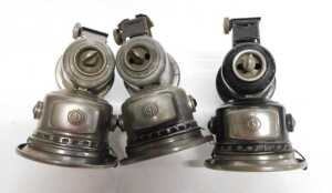 Three Joseph Lucas Ltd Birmingham carbide/acetylene bicycle lamps, one painted black, each inset... - 4