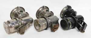 Three Joseph Lucas Ltd Birmingham carbide/acetylene bicycle lamps, one painted black, each inset... - 5