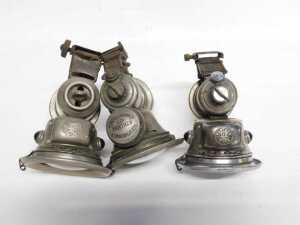 Three Powell and Hanmer Ltd Birmingham Panther carbide/acetylene bicycle lamps, two inset with... - 3