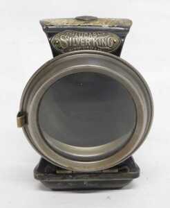A Joseph Lucas Ltd Birmingham Super King paraffin bicycle lamp, painted black, with a marbled... - 3
