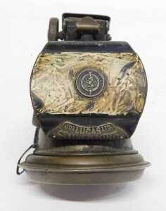 A Joseph Lucas Ltd Birmingham Super King paraffin bicycle lamp, painted black, with a marbled... - 5