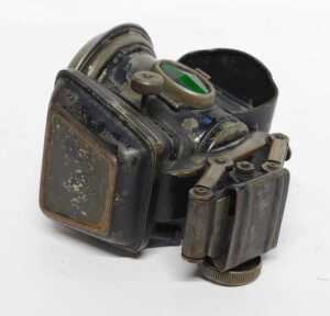 A Joseph Lucas Ltd Birmingham Super King paraffin bicycle lamp, painted black, with a marbled... - 6