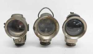 Three Powell and Hanmer carbide paraffin lamps, one titled Chieftain, 16cm high, and another The... - 3