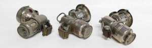 Three Powell and Hanmer carbide paraffin lamps, one titled Chieftain, 16cm high, and another The... - 6