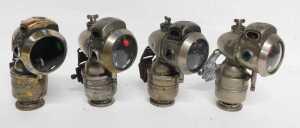 Four Powell and Hanmer Ltd Birmingham Vulture carbide/acetylene bicycle lamps, each inset with... - 4