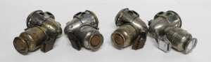 Four Powell and Hanmer Ltd Birmingham Vulture carbide/acetylene bicycle lamps, each inset with... - 6