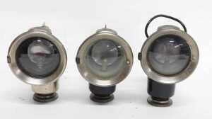Three Powell and Hanmer Ltd Birmingham carbide/acetylene bicycle lamps, two painted black, each... - 3