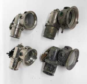 Four Joseph Lucas Ltd Birmingham Calcia Cadet carbide/acetylene bicycle lamps, each inset with... - 3