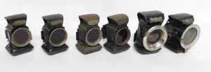 Four Joseph Lucas Ltd Birmingham Warna paraffin bicycle lamps, 11cm high, together with two For... - 4