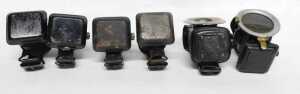 Four Joseph Lucas Ltd Birmingham Warna paraffin bicycle lamps, 11cm high, together with two For... - 7