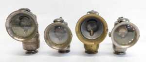Four Joseph Lucas Ltd Birmingham Aceta carbide/acetylene car lamps, two No. 316, 14cm high, and... - 3