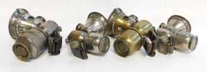 Four Joseph Lucas Ltd Birmingham Aceta carbide/acetylene car lamps, two No. 316, 14cm high, and... - 6