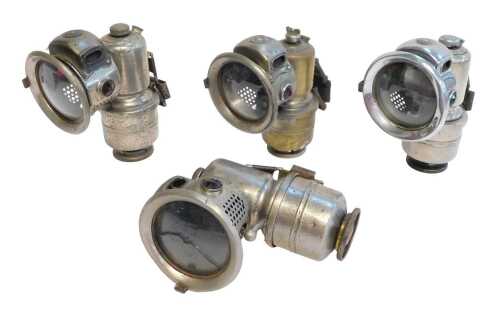 Four Powell and Hanmer Ltd Birmingham The Revenge carbide/acetylene bicycle lamps, No 70A, each...