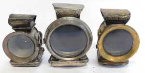 Three paraffin bicycle lamps, for Joseph Lucas Ltd Birmingham Holophote, Parker's Lamp... - 3