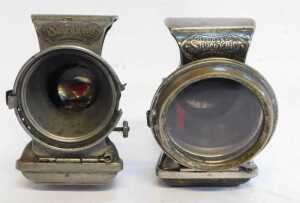 Two Joseph Lucas Ltd Birmingham Silver King paraffin bicycle lamps, each inset with coloured... - 3
