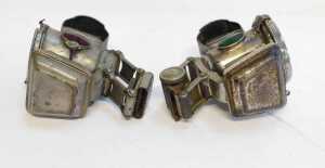 Two Joseph Lucas Ltd Birmingham Silver King paraffin bicycle lamps, each inset with coloured... - 5