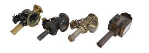 Four candle bicycle lamps, to include Powell and Hanmer Aerolite, 20.5cm high, Miller Bola,...