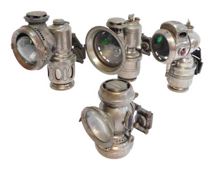Four Powell and Hanmer Ltd Birmingham carbide/acetylene and other bicycle lamps, comprising New...