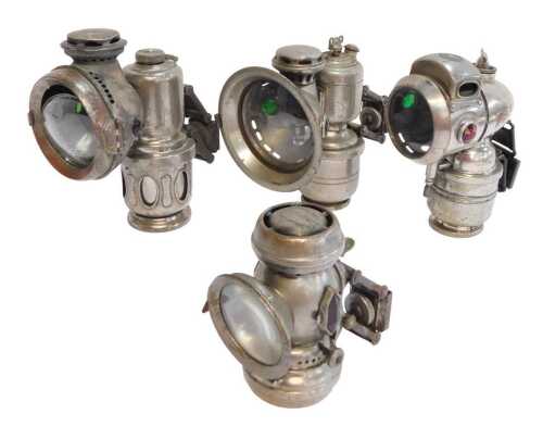 Four Powell and Hanmer Ltd Birmingham carbide/acetylene and other bicycle lamps, comprising New...