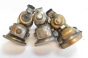 Three Powell and Hanmer carbide/acetylene bicycle lamps, comprising Chieftain, 17cm high, The... - 5