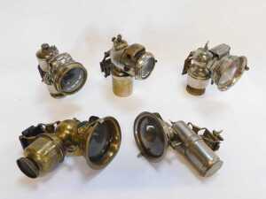 Five carbide/acetylene and other bicycle lamps, comprising Luxor, Lucca, Mira, Millers, Cetalite,... - 3
