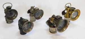 Five carbide/acetylene bicycle lamps, comprising two for Miller Bola, King of the Road, and two... - 3