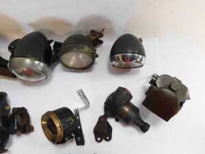 A group of bicycle-related items, to include Miller lamps, a No. 1215 rear lamp, further rear... - 3