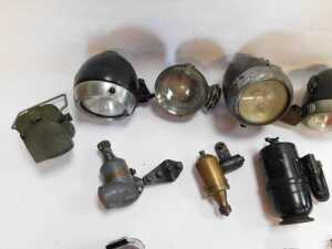 A group of bicycle-related items, to include Miller lamps, a No. 1215 rear lamp, further rear... - 4