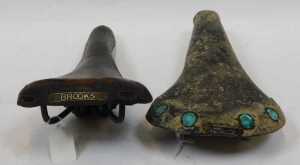 A Brooks Professional saddle, with copper rivets, and another. (2) - 3