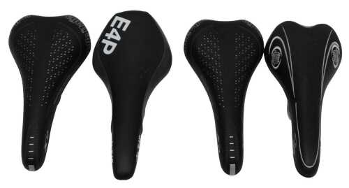 A small group of saddles, comprising a CB E4P saddle, two Selle Italia XO saddles and a Selle...