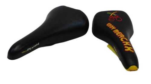 An Eddy Merckx Selle Italia Trimatic saddle and a Velo plush saddle. (2)