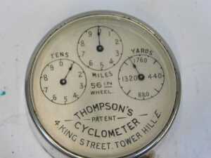 Various cycle meters, including a Thompson Patent cyclometer, Lucas cyclos meters, and another. (4) - 3