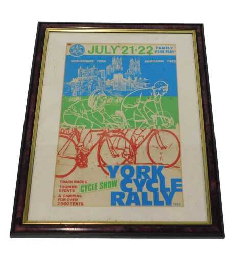 A CTC York Cycle Rally 1984 Knavesmire York poster, framed.