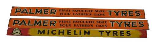 Advertising enamel signs, for Palmer Tyres, Michelin Tyres, and one other. (3)