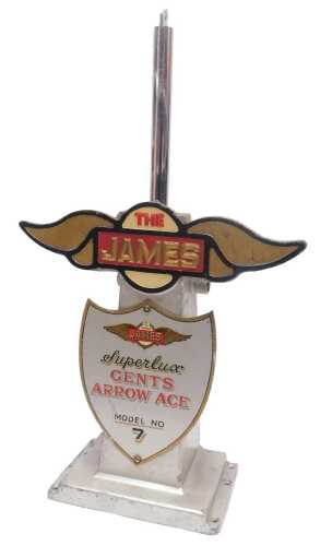 The James Super Luxe gent's Arrow Ace model number 7 seat post advertising stand.