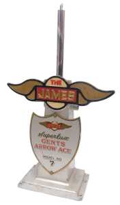 The James Super Luxe gent's Arrow Ace model number 7 seat post advertising stand.