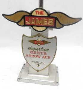 The James Super Luxe gent's Arrow Ace model number 7 seat post advertising stand. - 3