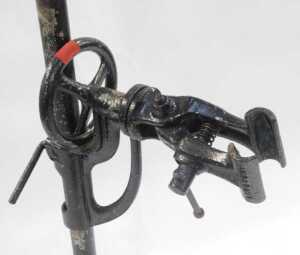 A black painted cast metal bicycle work stand, 144cm high. - 3