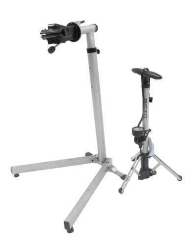 A bicycle repair stand, 83cm high, together with a BETO Cycling Necessity tyre pump with...