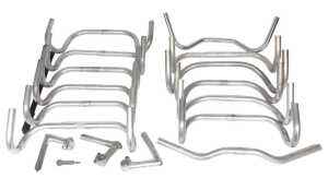 Chrome handlebars, including Concorde, GB handlebars, Cinelli, Cinelli headset, three TTT...